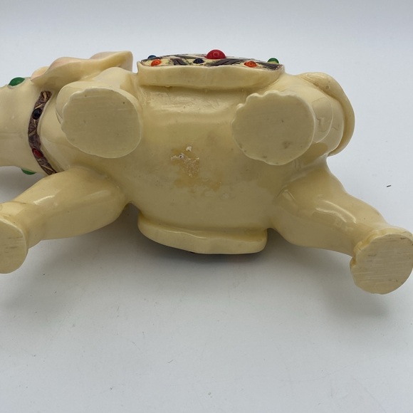 Lucky trunks up beaded elephant resin plastic home decor 8x6” hand painted - Picture 8 of 9